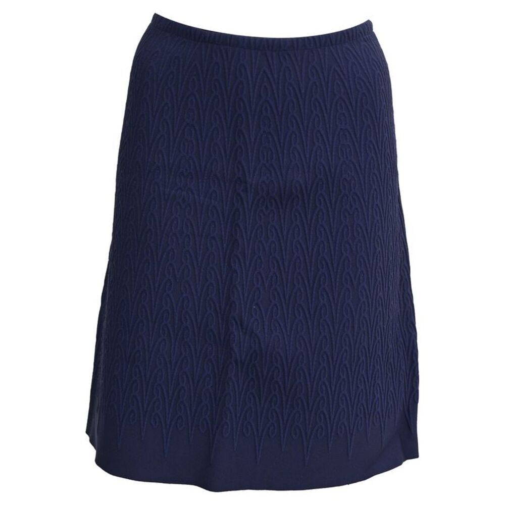 Alaïa Textured Knee Length Skirt in Blue Viscose